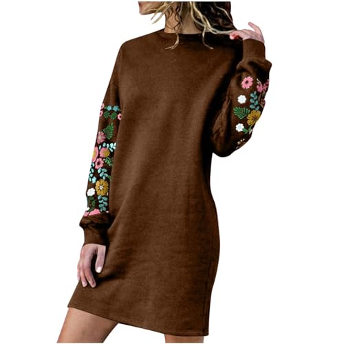 EMATOP Strickkleid Damen Pulloverkleid Lange Winterkleid Pullover Herbst Winter Warme Minikleid Abendkleid Knielang Lässig Mode Sweatkleid Stickerei Pulli Elegant Weihnachtskleid Partykleid von EMATOP