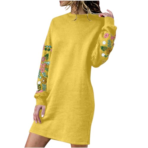 EMATOP Strickkleid Damen Pulloverkleid Lange Winterkleid Pullover Herbst Winter Warme Minikleid Abendkleid Knielang Lässig Mode Sweatkleid Stickerei Pulli Elegant Weihnachtskleid Partykleid von EMATOP