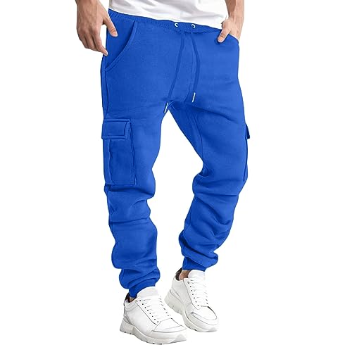 EMATOP Sweathose Herren Lang Sport Jogginghose Casual Baumwolle Trainingshose Einfarbig Mode Sporthose mit Taschen Freizeithose High Waist Sweatpants Breite Modern Laufhose für Männer Yogahose von EMATOP