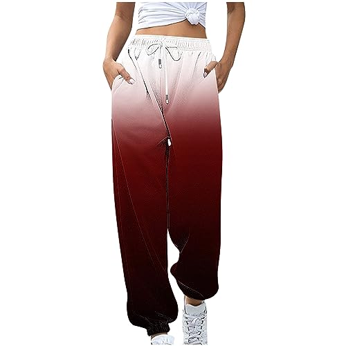 EMATOP Sweatpants Damen High Waist Jogginghose Lang Sport Freizeithosen Mode Farbverlauf Sweathose Baumwolle Vintage Yogahose mit Taschen Sommerhose Trainingsanzug tagesangebote Heute von EMATOP