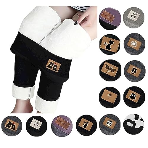 EMATOP Thermo Leggings Damen Winter Gefüttert Jogginghose Sport Baumwolle Thermoleggins Warme Fleece Sweatpants High Waist Elastische Freizeithose mit Neuartige Muster Strumphosen Yogahosen von EMATOP