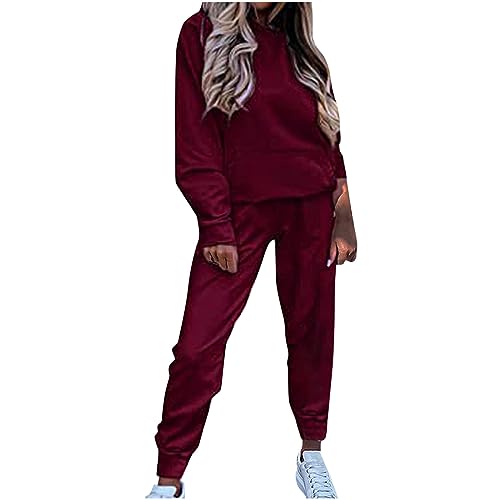 EMATOP Tracksuit Damen Baumwolle Warm Jogginganzug Lässig Baggy Sportanzug Zweiteiler Casual Sweatshirt und Lange Hose Freizeitanzug Kuschelig Einfarbig Hausanzug für Herbst Winter Yoga Outfit von EMATOP