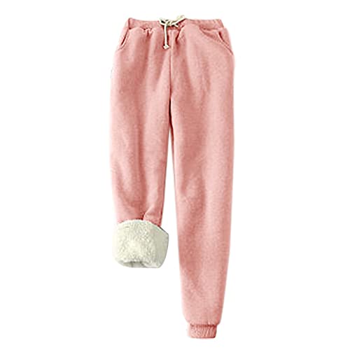 EMATOP Warehouse Deals Angebote Jogginghose Damen Warme Fleece Sporthosen Winter Thermo Gefütterte Sweatpants Lang Baumwolle Freizeithose Elastische Taille Laufhose mit Taschen Yogahose von EMATOP