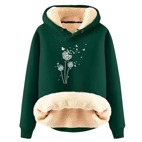 EMATOP Warm Kapuzenpullover Damen Teddy-Fleece Sweatshirt Langarm Elegant Pullover Baumwolle Gefüttert Hoodie Hohe Qualität Winterpullover mit Kapuze Oberteil Tops sonderangebote & Restposten von EMATOP