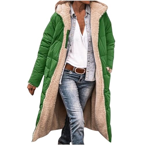 EMATOP Wendejacke Damen Winter Warm Parka Jacke Langarm Baumwolle Winterjacke Reversibel Wintermäntel Lang Elegant Steppmantel mit Kapuze Winterparka Mantel Winddicht Kälteschutz Outdoorjacke von EMATOP