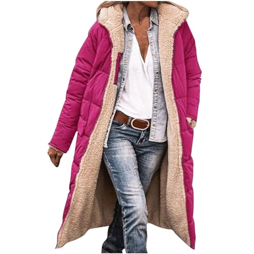 EMATOP Wendejacke Damen Winter Warm Parka Jacke Langarm Baumwolle Winterjacke Reversibel Wintermäntel Lang Elegant Steppmantel mit Kapuze Winterparka Outdoorjacke warehouse deals angebote von EMATOP