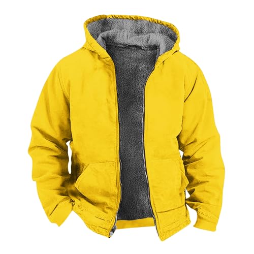 EMATOP Winterjacke Herren Warm Parka Jacke Freizeit Baumwolle Wollmantel Langarm Einfarbig Wintermantel mit Kapuze Fleecejacke Herbst Winter Winddicht Motorradjacke Outdoor Softshelljacke von EMATOP