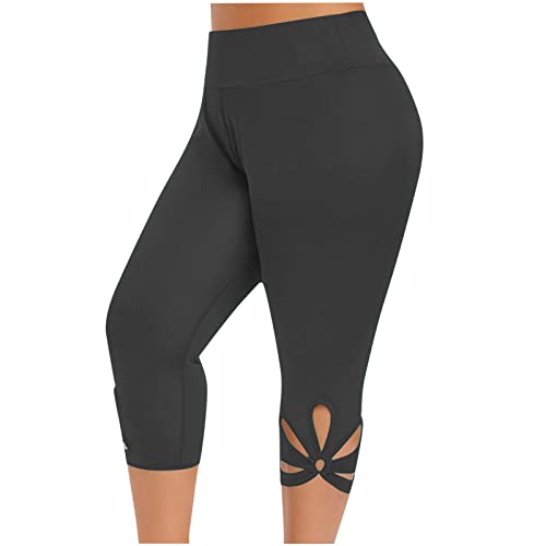 EMATOP Yogahose Damen 3/4 Casual Sporthose Baumwolle Leicht Traininghose High Waist Freizeithose Sport Elegant Strandhose Blickdicht Capri Leggings Einfarbig Mode Jogginghose Teenager Mädchen von EMATOP