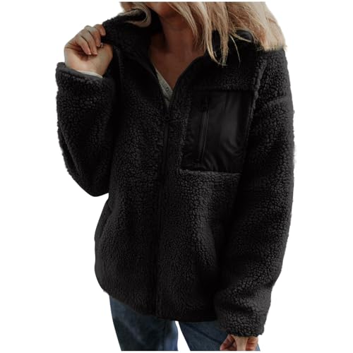 EMATOP Zipper Jacke Damen Warm Teddy Fleecejacke Elegant Langarm Wintermantel Mode Revers Teddyjacke Kuschelig Einfarbig Fellmantel Outdoor Bequem Winterjacke Flauschig Sport Fleecepullover EMATOP Zipper Jacke Damen Warm Teddy Fleecejacke Elegant Langarm Wintermantel Mode Revers Teddyjacke Kuschelig Einfarbig Fellmantel Outdoor Bequem Winterjacke Flauschig Sport Fleecepullover von EMATOP