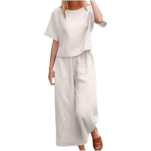 EMATOP Zweiteiler Damen Sommer Leinen Outfit Set Elegant Oberteil Top und Hose Leinenanzug Lässig Einfarbig Tracksuit Baumwolle Freizeitanzug Locker Bequem Sportanzug 2-Teilige Loungewear EMATOP Zweiteiler Damen Sommer Leinen Outfit Set Elegant Oberteil Top und Hose Leinenanzug Lässig Einfarbig Tracksuit Baumwolle Freizeitanzug Locker Bequem Sportanzug 2-Teilige Loungewear von EMATOP