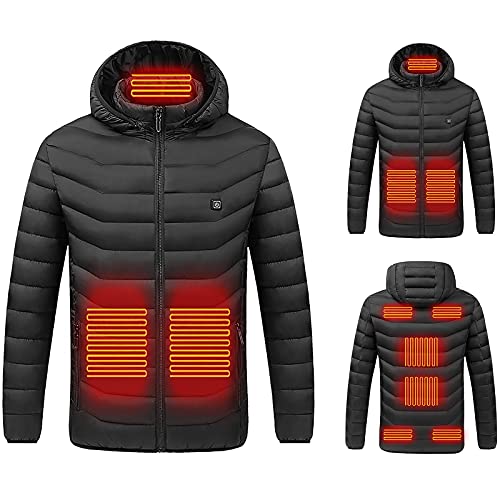 EMATOP angebot des tages heute Beheizbarer Hoodie Damen Herren Elektrische Beheizte Jacke Winter Warme Heizjacke mit Kapuze Daunenjacke Baumwolle Langarm Steppjacke Winddicht Wasserdicht Winterjacke von EMATOP