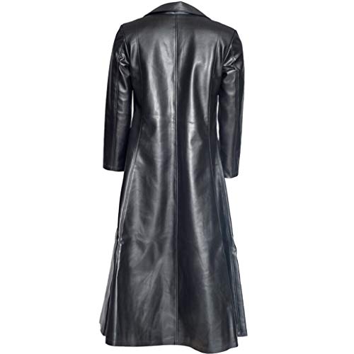 EMATOP angebot des tages heute Lange Mantel Herren Winter Lederjacke Vintage Kunstleder Ledermantel Gothic Mittelalter Jacke Vintage Revers Trenchcoat Einfarbig Windbreaker Motorradjacke von EMATOP