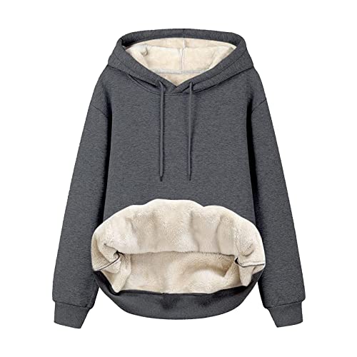 EMATOP befristetes Angebot Hoodie Damen Fleece Gefütterte Sweatshirt Winter Warm Pullover mit Kapuze Fleecepullover Kuschelig Innenfutter Kapuzenpullover Casual Sportlich Langarmshirt Pulli von EMATOP