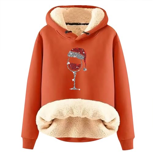 EMATOP beliebte Marken Weihnachtspullover Damen Lustig Sport Hoodie Warm Gefüttert Sweatshirt mit Kapuze Pullover Winter Langarm Kapuzenpullover Kuschelig Fleecepullover Langarmshirt von EMATOP