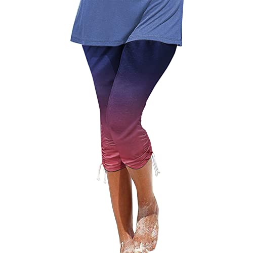 EMATOP 3/4 Leggings Damen Sommer Sport Jogginghose High Waist Sporthose Baumwolle Blickdicht Yoga Hose Kurze Einfarbig Sportleggins Elastische Taille Yogahose Casual Slim Fit Laufhose Frauen von EMATOP