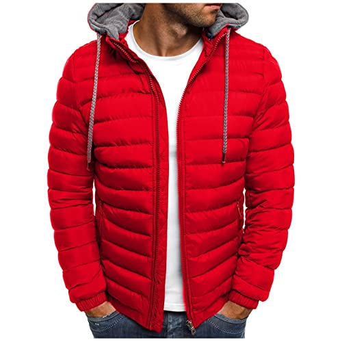 EMATOP Steppjacke Herren Winter Warm Jacke Casual Langarm Winterjacke mit Kapuze Softshelljacke Winddicht Wasserdicht Wintermantel Dicke Thermo Arbeitsjacke Baumwolle Einfarbig Daunenjacke von EMATOP