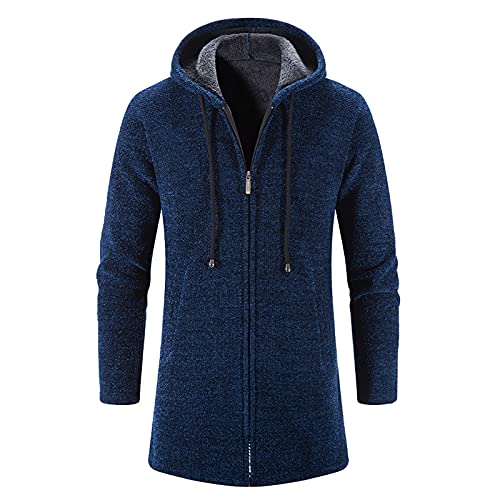 EMATOP sonderangebote & restposten Lange Jacke Herren Baumwolle Sweatjacke mit Kapuze Kapuzenpullover Freizeit Langarm Hoodie Cardigan Lose Einfarbig Übergangsjacke Warm Gefüttert Strickjacke von EMATOP