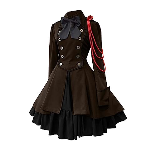 Gothic Kleidung Damen Elegant Rockabilly Kleid Swing A-Linie Partykleider Vintage Steampunk Kostüm Hohe Taille Cocktailkleid Festliches Halloween Petticoat Faltenrock Mittelalterkleid Gothic Kleidung Damen Elegant Rockabilly Kleid Swing A-Linie Partykleider Vintage Steampunk Kostüm Hohe Taille Cocktailkleid Festliches Halloween Petticoat Faltenrock Mittelalterkleid von EMATOP