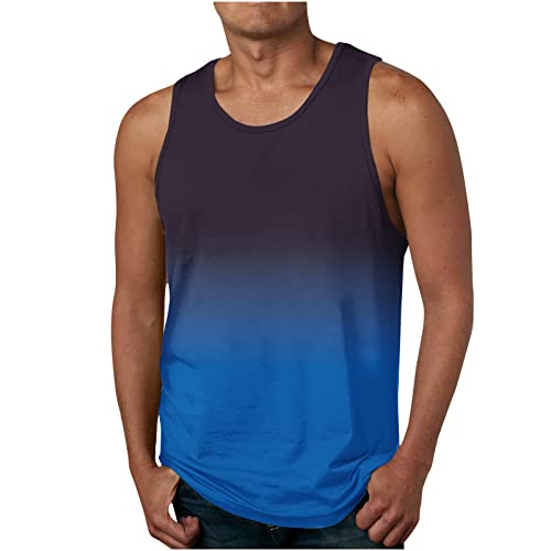 Herren Ärmellos Muskelshirt Sport Fitness Tank Top Casual Rundhals Unterhemd Gym T Shirts Farbverlauf Weste Trägershirts Baumwolle Ärmelloses Oberteile für Männer Angebote des Tages Heute Deal von EMATOP