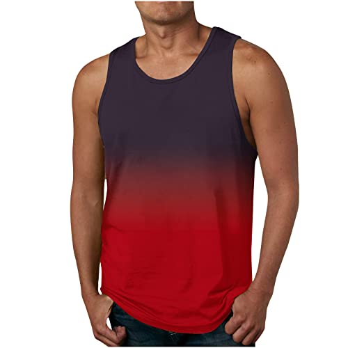 Herren Ärmellos Muskelshirt Sport Fitness Tank Top Casual Rundhals Unterhemd Gym T Shirts Mode Farbverlauf Weste Trägershirts Baumwolle Ärmelloses Oberteile für Männer Angebote von EMATOP