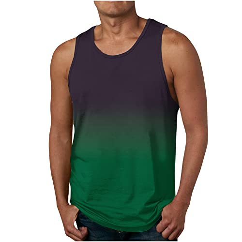 Herren Ärmellos Muskelshirt Sport Fitness Tank Top Casual Rundhals Unterhemd Gym T Shirts Mode Farbverlauf Weste Trägershirts Baumwolle Ärmelloses Oberteile für Männer Sale Angebote von EMATOP