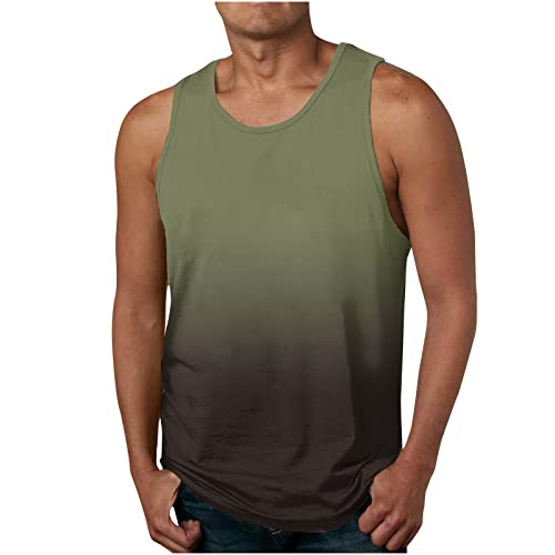 Herren Ärmellos Muskelshirt Sport Fitness Tank Top Casual Rundhals Unterhemd Gym T Shirts Mode Farbverlauf Weste Trägershirts Baumwolle Ärmelloses Oberteile für Männer blitzangebote des Tages von EMATOP