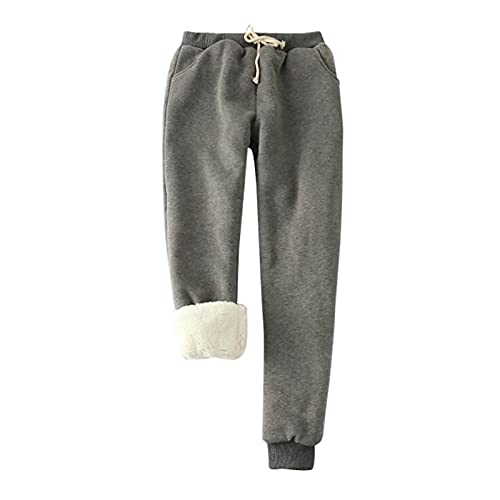 Jogginghose Damen Warme Fleece Sporthosen Winter Thermo Gefütterte Sweatpants Lang Baumwolle Freizeithose Elastische Taille Laufhose mit Taschen Yogahose Casual Sport Leggings Outdoor von EMATOP
