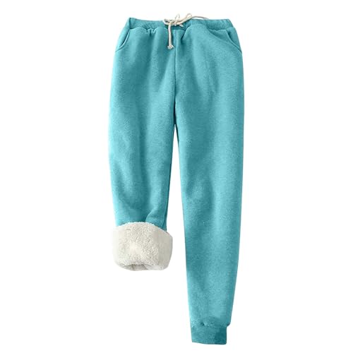 Jogginghose Damen Warme Fleece Sporthosen Winter Thermo Gefütterte Sweatpants Lang Baumwolle Freizeithose Elastische Taille Laufhose mit Taschen Yogahose Casual Sport Leggings Outdoor von EMATOP