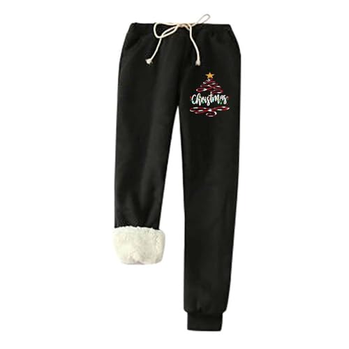 Jogginghose Damen Warme Fleece Sporthosen Winter Thermo Gefütterte Sweatpants Lang Baumwolle Freizeithose Elastische Taille Laufhose mit Taschen Yogahose Casual Sport Leggings Outdoor von EMATOP