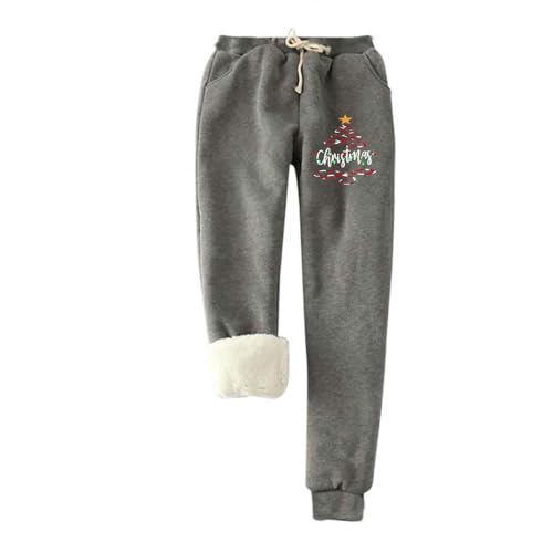 Jogginghose Damen Warme Fleece Sporthosen Winter Thermo Gefütterte Sweatpants Lang Baumwolle Freizeithose Elastische Taille Laufhose mit Taschen Yogahose Casual Sport Leggings Outdoor von EMATOP
