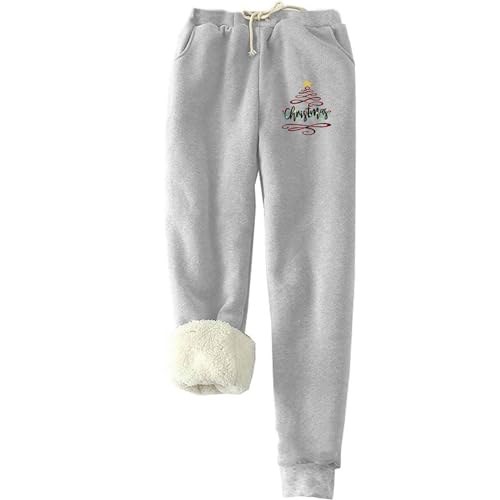 Jogginghose Damen Warme Fleece Sporthosen Winter Thermo Gefütterte Sweatpants Lang Baumwolle Freizeithose Elastische Taille Laufhose mit Taschen Yogahose Casual Sport Leggings Outdoor von EMATOP