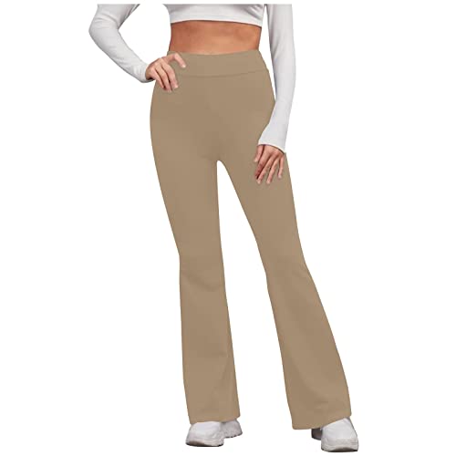 Prime Angebote Yogahose Damen Lang Elegant Schlaghose Blickdicht Flared Leggings High Waist Sporthose Baumwolle Einfarbig Jogginghose Stretch Flared Hose Freizeithose von EMATOP