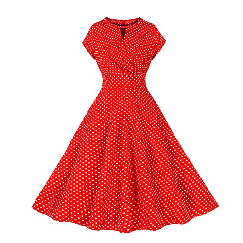 Retro Faltenrock 60er Jahre Rockabilly Vintage Tunika A Linie Solides Cocktailkleid mit Gürtel Hochzeit Partykleid Rockabilly Kleid Ballkleid Weißes Kleid von EMATOP