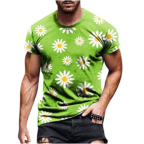 Sommer Sportshirt Herren Rundhals Basic T-Shirt Blumen 3D Druck Oberteil Tops Kurzärmliges Schnelltrocknendes Trainingsshirt Loser Passform Bluse Laufshirt Vintage Muskelshirt für Männer von EMATOP