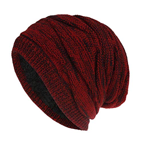 Strickmütze Damen Herren Wintermützen Winter Warm Weiche Beanie Mütze Street Style Hat Frauen Gefütterte Haube Einheitsgröße Einfarbig Herbstmütze Schal Winddicht Turban Weihnachten von EMATOP