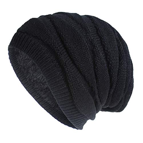 Strickmütze Damen Herren Wintermützen Winter Warm Weiche Beanie Mütze Street Style Hat Frauen Gefütterte Haube Einheitsgröße Einfarbig Herbstmütze Schal Winddicht Turban Weihnachten von EMATOP