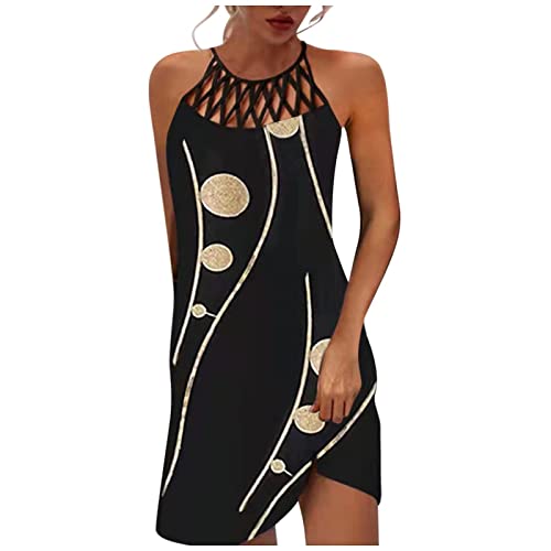 T-Shirt Kleider Damen Ärmellos Sommerkleid Sexy Elegant Boho Strandkleid Halfter Spaghetti Strap Blusenkleid Lässiges Lose Minikleid Knielang Partykleid Kurz Rundhals Freizeitkleider von EMATOP