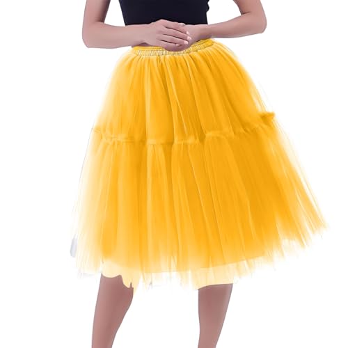 Tüllrock Damen Elegant A-Linie Rock 50er Retro Tanzrock Unterrock Party Cosplay Ballettrock Petticoat Karneval Kostüm von EMATOP
