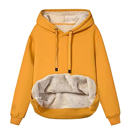 angebote des tages heute damen Hoodie Damen Fleece Gefütterte Sweatshirt Winter Warm Pullover mit Kapuze Fleecepullover Kuschelig Innenfutter Kapuzenpullover Casual Sportlich Langarmshirt Pulli von EMATOP