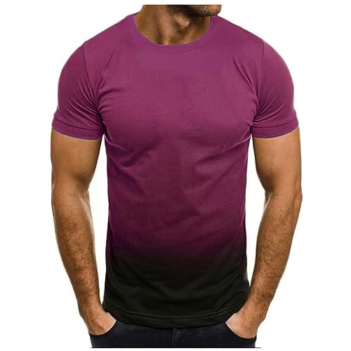 befristetes Angebot Heute Herren Tshirt Sommer Sport Kurzarm Shirts Lose Rundhals Oberteile Casual Baumwolle Tunika Tops Vintage Farbverlauf Sportshirt Leicht Lustig T-Shirt Regular Fit Laufshirt von EMATOP