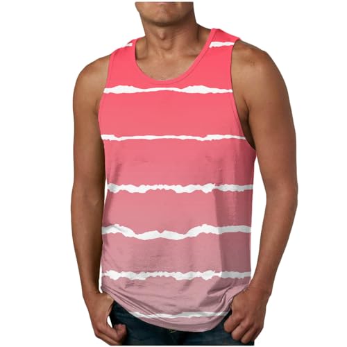 Basic Tank Top Herren Baumwolle Sommer T-Shirt Ärmellos Sport Muskelshirt Rundhals Casual Unterhemd Tops Mode Streifen Achselshirt Laufen Fitness Oberteil Funktionsshirt für Männer von EMATOP