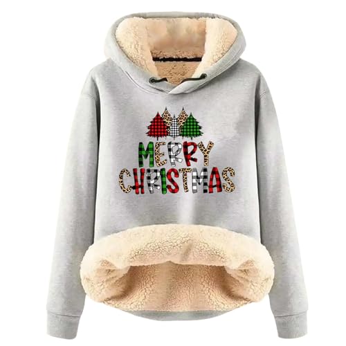 black friday angebote 2023 Damen Weihnachten Pullover Warm Baumwolle Sweatshirt Teddy Fleece Kapuzenpullover Langarm Sports Hoodie Lustig Rotweinglas Weihnachtspullover Casual Lose Fleecepullover von EMATOP