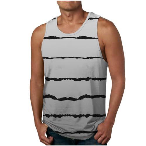 blitzangebote des Tages Heute Basic Tank Top Herren Baumwolle Sommer T-Shirt Ärmellos Sport Muskelshirt Rundhals Casual Unterhemd Tops Mode Streifen Achselshirt Laufen Fitness Oberteil von EMATOP
