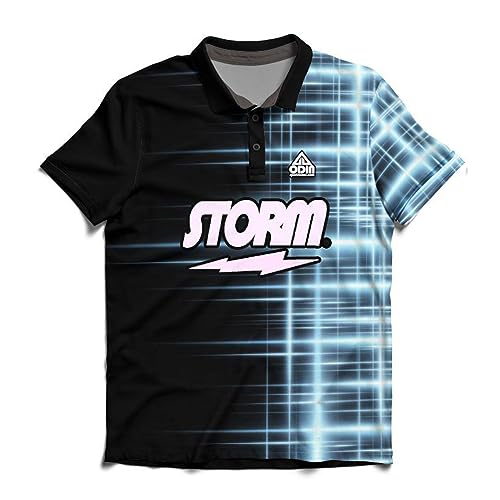 EMAX | Odin Sportswear – Bowlingshirt | Bowlingspieler T-Shirt | Herren Sportshirt Bowlen | Männer Bowlinghemd | Bowling-Bekleidung mit Aufdruck | Storm - Illuminate Blue | Größe L von EMAX Bowling Service GmbH MAXIMIZE YOUR GAME