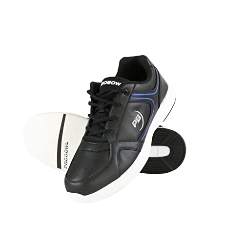 EMAX | Pro Bowl - Bonega – Bowlingschuhe Herren Erwachsene | Bowling-Schuh mit Gleitsohle in Lederoptik | Schwarz/Blau | Schuhgröße: 40,5 (EU) von EMAX Bowling Service GmbH MAXIMIZE YOUR GAME