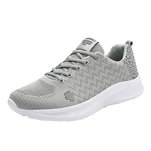 Sneaker Herren Weiß, Trendige Leichte Outdoor-Wanderschuhe, Mesh Atmungsaktiv Komfortabel Walkingschuhe Outdoor Laufschuhe Soft Sole Freizeitschuhe Turnschuhe Fitnessschuhe Joggingschuhe von EMAlusher