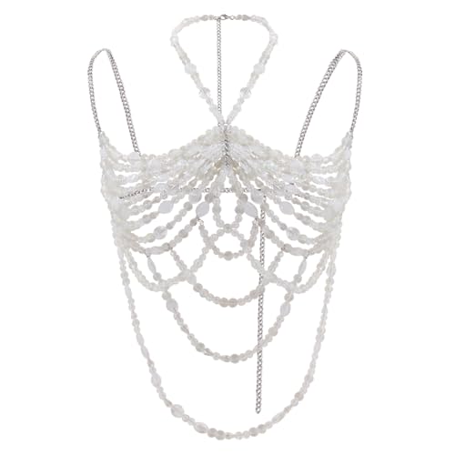 Perlen-Körperkette, rückenfrei, Top, Bikini, Brustkette für Damen, Sommer, Strand, Party, Handarbeit von EMDOMO