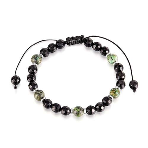 EMEM Armband Naturstein Verstellbar 18-27cm Makramee-Verschluss Handgefertigter Schmuck Unisex gm111 von EMEMcharm