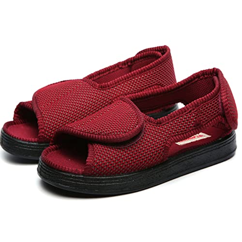 EMERZE Unisex Diabetiker Hausschuhe Extra Dick und Extra Weit Einstellbar Klettverschluss rutschfeste Atmungsaktive Diabetiker-Hausschuhe,002,38EU von EMERZE