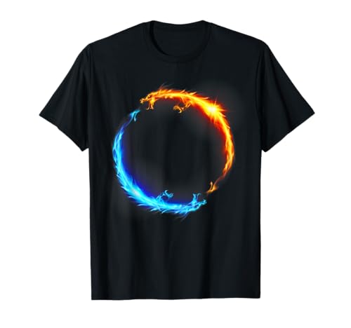 EMF Feuer- und Eis-Duelldrachen T-Shirt, Unisex Erwachsene und Kinder, Schwarz, Small, Kurzarm EMF Feuer- und Eis-Duelldrachen T-Shirt, Unisex Erwachsene und Kinder, Schwarz, Small, Kurzarm von EMF